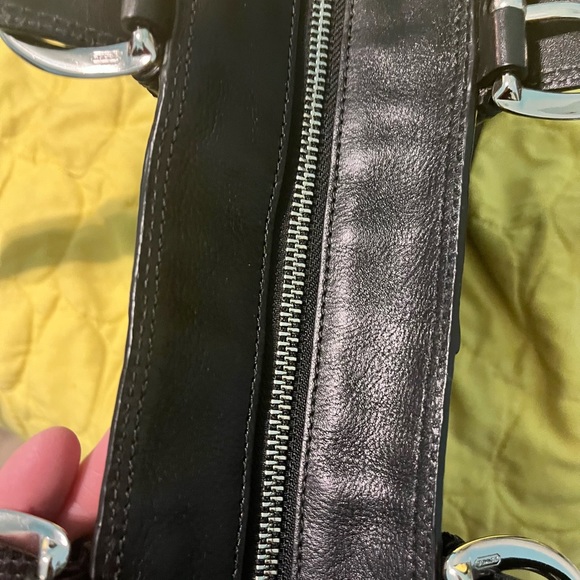 Black leather Coach purse with gray interior.  Excellent condition - Picture 11 of 12
